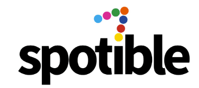 Spotible logo with a colorful arrow.
