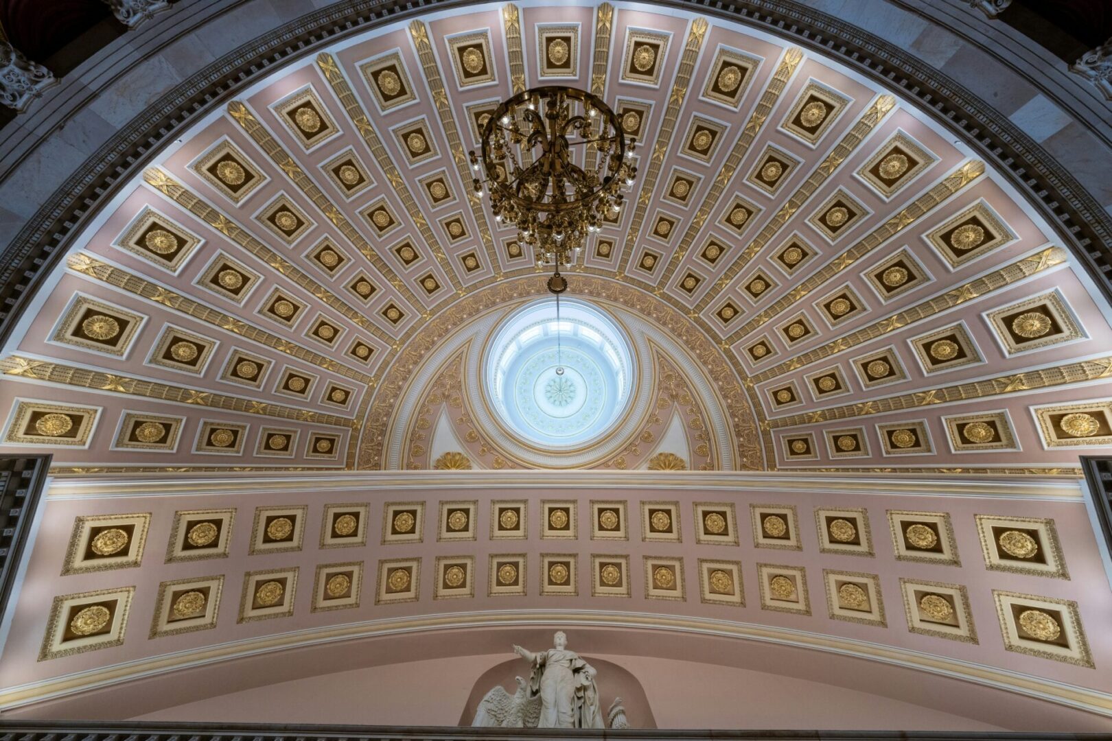 Fractional EEO (4) A ceiling with many gold and white tiles